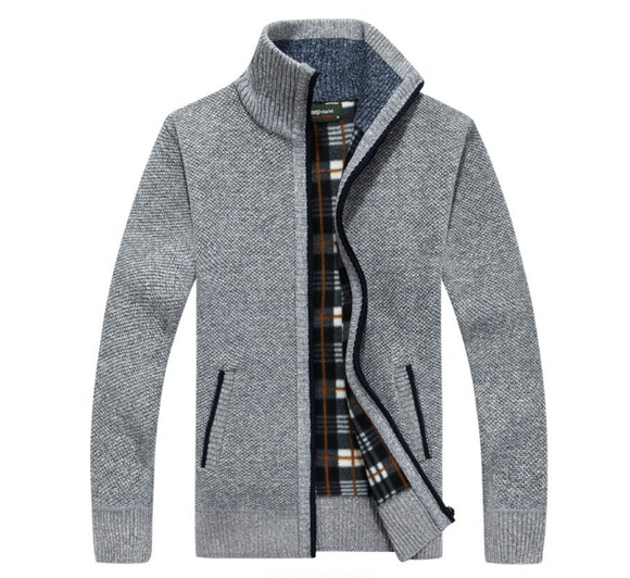 Suéter de Punto para Hombre con Mangas de Terciopelo - Chamarra Abrigada de Otoño