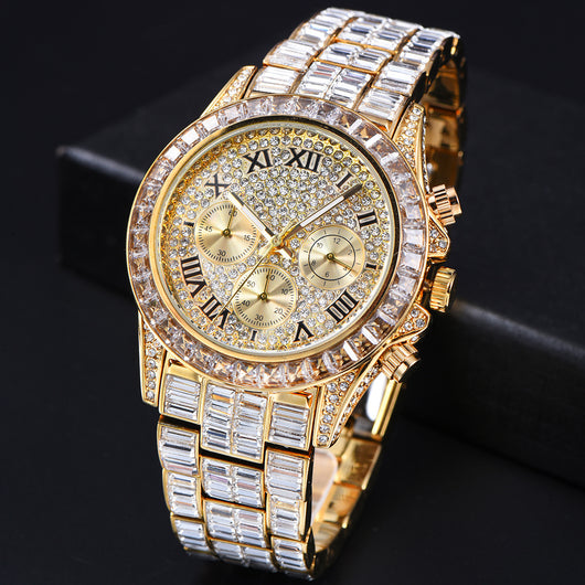 Reloj de Hombre Cuadrado de Diamantes Arcoíris Británico Lujo Premium - Image 7