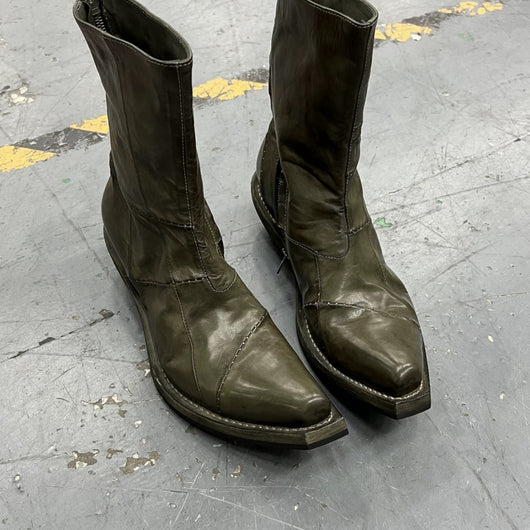Botas Vaqueras Patchwork Retro con Costura Oscura y Punta Cuadrada - Image 12