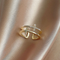 Double Cross Miniature Copper Inlaid Zircon Ring Dorado 10PCS
