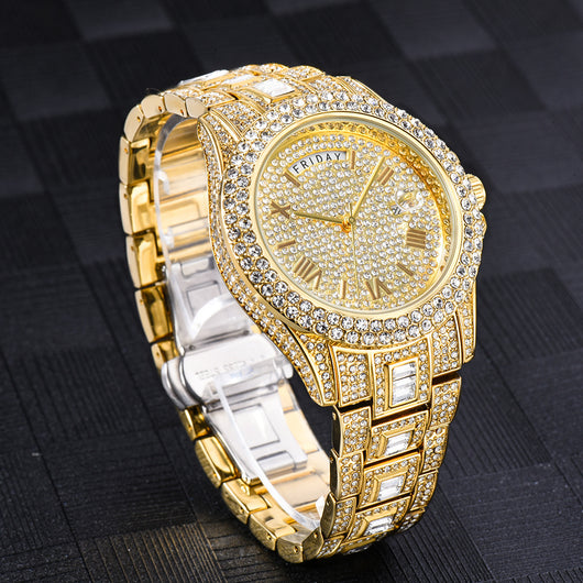 Reloj de Negocios Elegante Doble Calendario con Diamantes y Movimiento de Cuarzo - Image 13