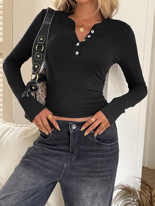 Blusa Manga Larga con Botones en Colores Sólidos para Mujer - Image 14