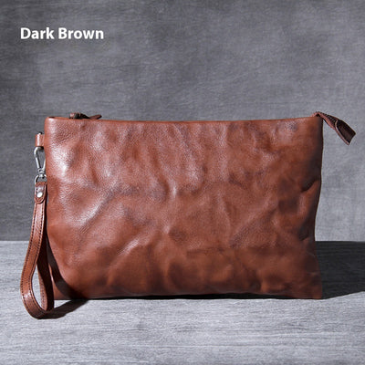 Bolsa de Mano Retro en Cuero Genuino - Estilo Casual Vintage para Hombre - Image 6