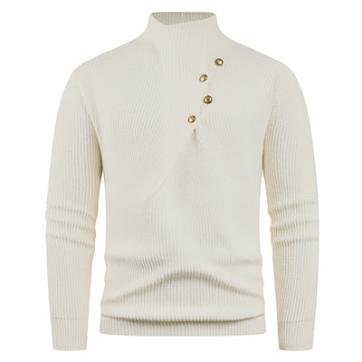 Suéter Casual para Hombre con Cuello Mao y Botones Sesgados - Image 6