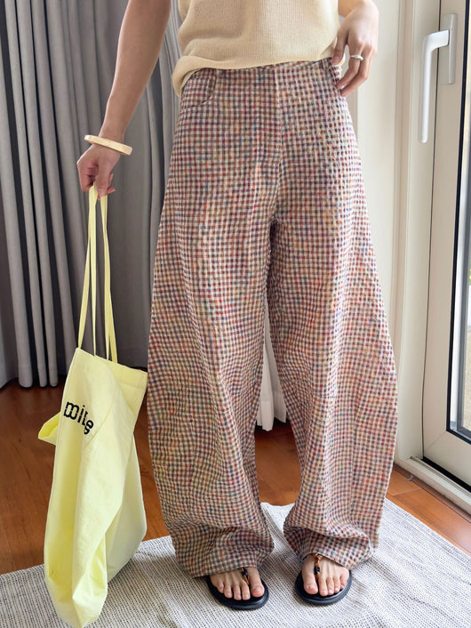 Pantalones de Lino Ancho Cuadros Mujer - Cómodos y Transpirables - Image 20