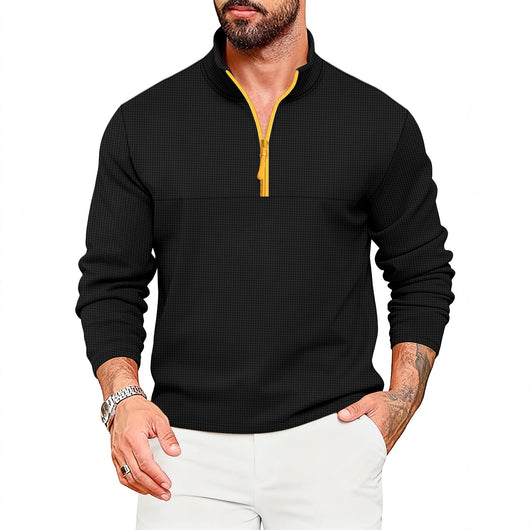 Suéter Deportivo Hombre Media Cremallera Bloques de Color Cuello Alto Manga Larga - Image 4