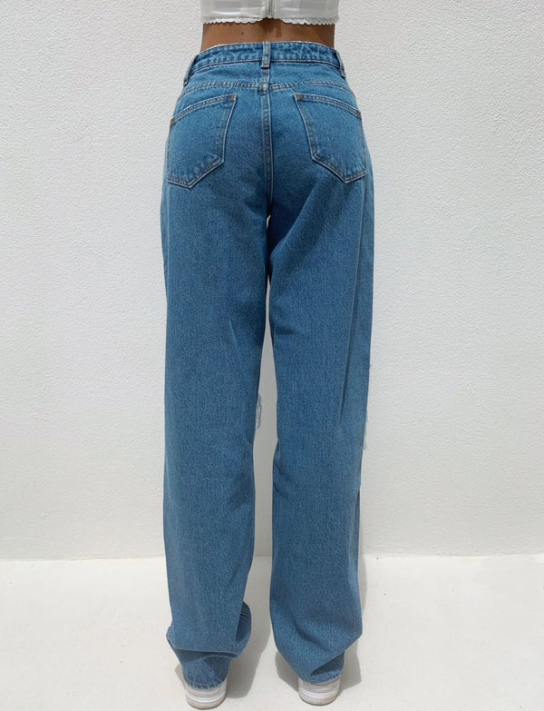 Jeans Talle Alto Sueltos con Rotos - Estilo Europeo Moderno