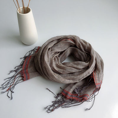 Bufanda Oversized de Lino y Cáñamo Gris Unisex - Versátil y Sostenible - Image 4