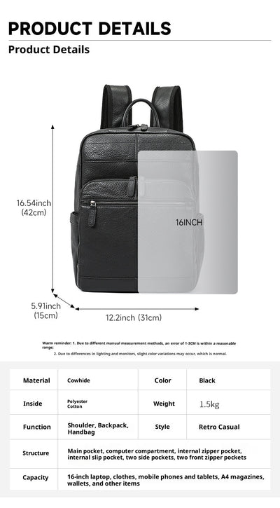 Mochila de Cuero Genuino Premium para Viajes y Uso Diario - Image 18