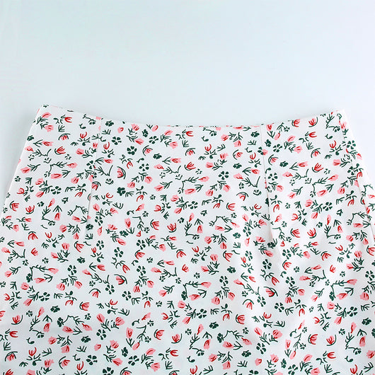 Falda Asimétrica Floral de Cintura Alta - Corte A Elegante - Image 10