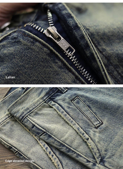 Pantalones Casuales Desgastados Estilo Americano en Tono Arena - Image 10