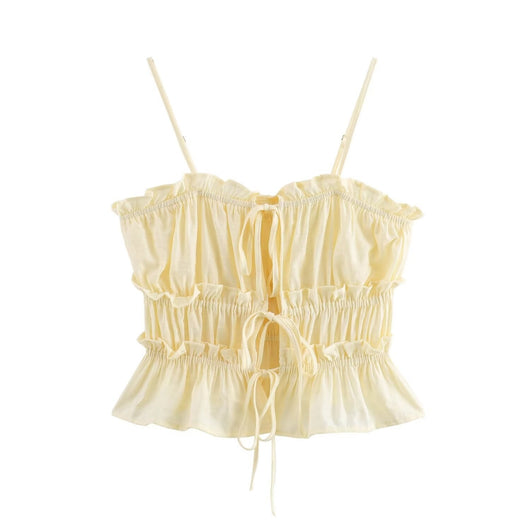 Blusa Ajustada Estilo Europeo Amarilla sin Mangas - Image 7