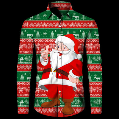 Camisa Hawaiana Navideña 3D Digital Hombre Talla Grande Casual Retro