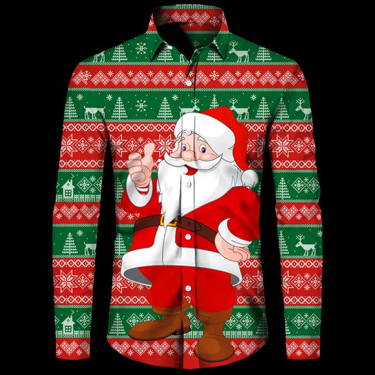 Camisa Hawaiana Navideña 3D Digital Hombre Talla Grande Casual Retro
