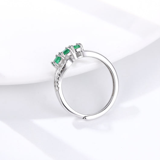 Anillo de Esmeralda Natural Lujo Plata S925 Ajustable - Image 2