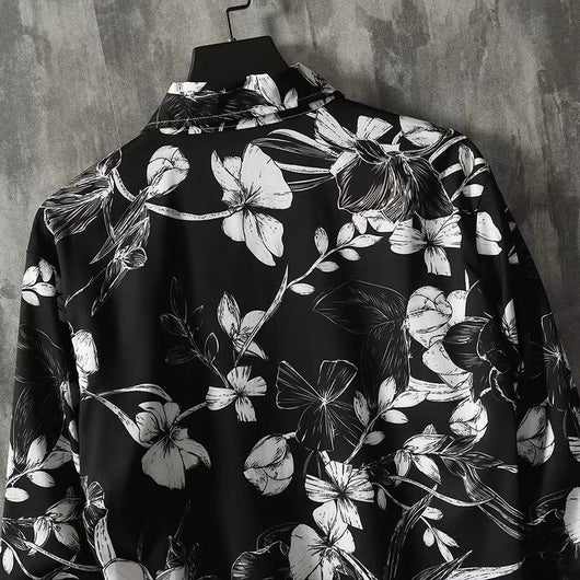 Camisa Floral Manga Larga Hombre - Estilo Casual Holgado Tendencia - Image 4