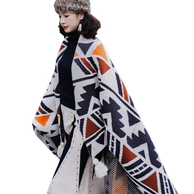 Chal Tejido Bohemio Étnico para Mujer - Poncho Versátil de Estilo Artesanal - Image 6