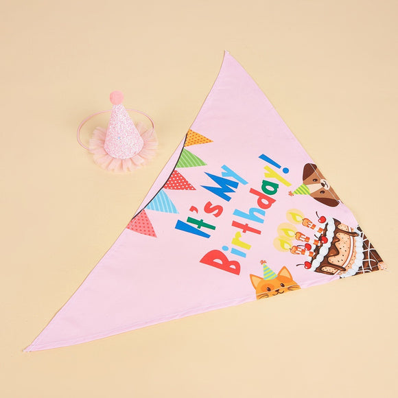 Babero Triangular Estampado con Diseño de Perrito para Cumpleaños