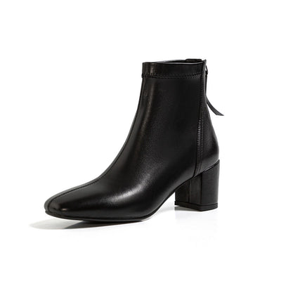 Botas Cortas Mujer Punta Cuadrada Estilo Retro Nude Versátiles - Image 13