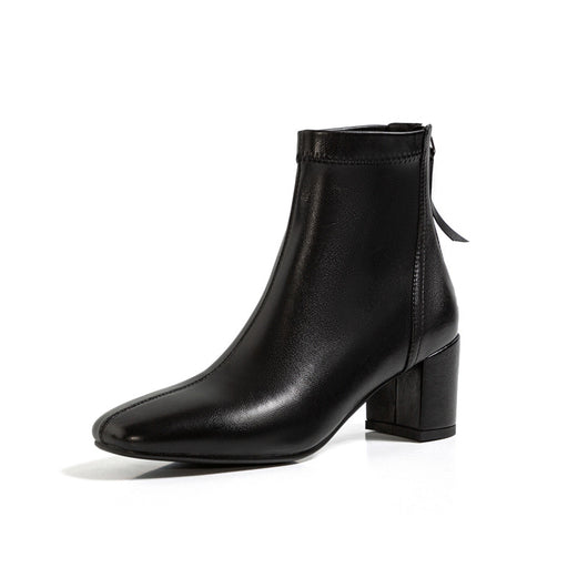 Botas Cortas Mujer Punta Cuadrada Estilo Retro Nude Versátiles - Image 13