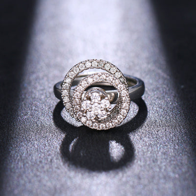 Anillo de Plata Esterlina para Mujer con Doble Círculo Giratorio - Image 2