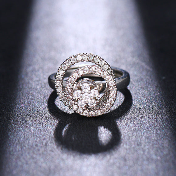 Anillo de Plata Esterlina para Mujer con Doble Círculo Giratorio