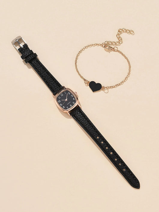 Reloj Retro Artístico para Mujer con Correa de Cuero y Carátula Cuadrada - Image 4
