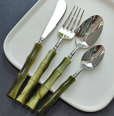 Juego de Cubiertos para Carne Bambú con Acero Inoxidable 304 - Image 19