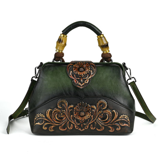 Bolso Crossbody de Cuero con Grabado Retro y Cierre Magnético - Image 10