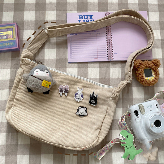 Bolsa Retro Vintage con Diseño de Dumpling - Bandolera de Pana con Asa Única - Image 31