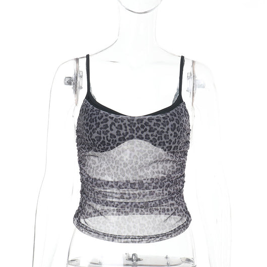 Top Camisola Efecto Dos Piezas Estampado Leopardo con Malla - Image 15