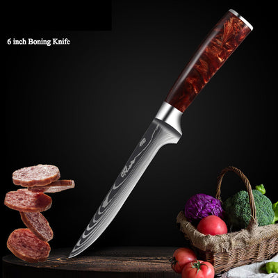Juego de Cuchillos de Cocina Damascus con Mango de Resina Roja - Image 16
