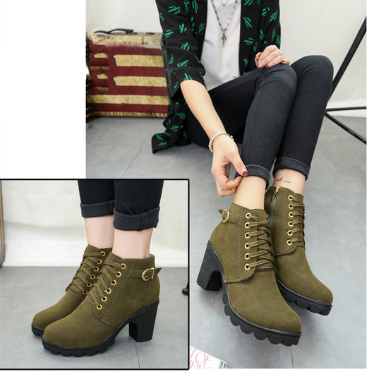 Botas Tobilleras con Tacón Cuadrado y Hebilla para Mujer - Image 10