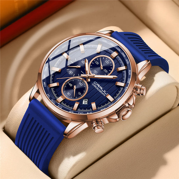 Reloj de Negocios para Hombre con Correa de Silicona y Acero Inoxidable