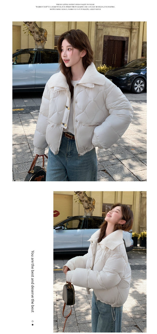 Abrigo Acolchado de Algodón con Diseño Rombo - Elegancia Casual y Confort - Image 16
