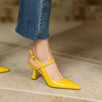 Sandalias Stiletto Punta Aguda con Hebilla de Cuero para Mujer - Image 15