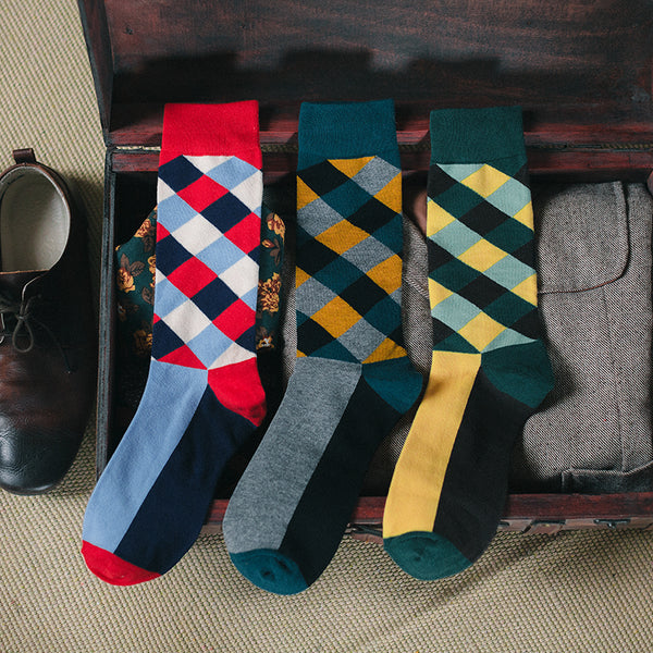 Calcetines de Tubo Diamante Coloridos para Parejas