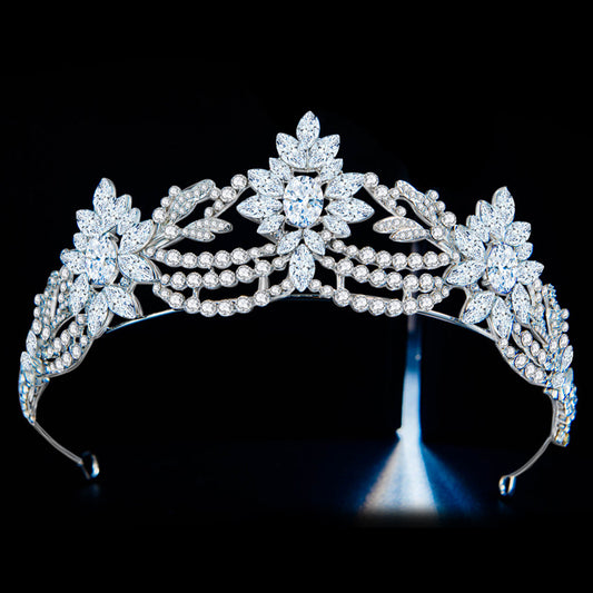 Corona Nupcial de Circonita 3A Estilo Europeo Americano