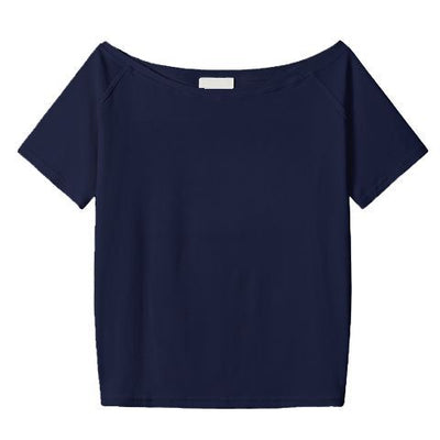 Blusa Holgada de Hombro Oblicuo Manga Corta para Mujer - Image 11