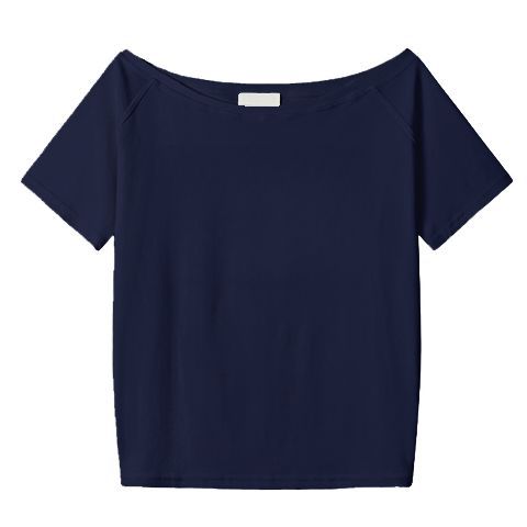 Blusa Holgada de Hombro Oblicuo Manga Corta para Mujer - Image 11