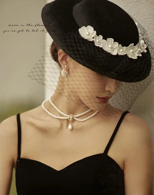 Sombrero Nupcial Vintage Estilo Hepburn en Gasa Francesa - Image 9