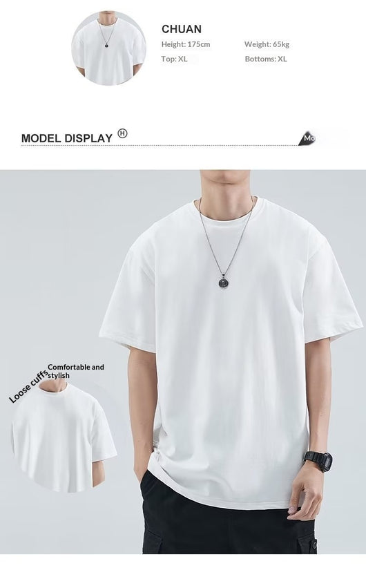 Playera Suelta de Color Liso para Hombre - Versátil y Cómoda - Image 8