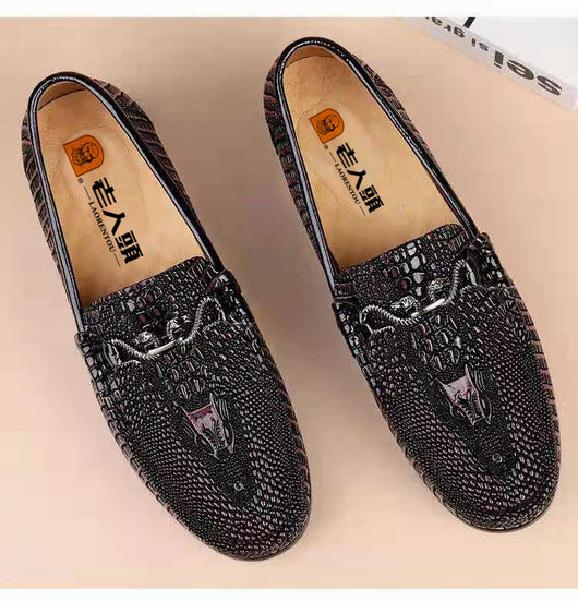 Mocasines de Piel Grabada con Textura de Serpiente para Conducir - Image 15