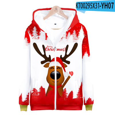 Sudadera Navideña 3D con Cierre Estampado Digital para Adultos e Infantes - Image 7