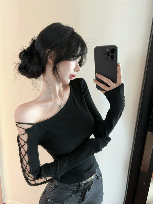 Blusa Negra de Manga Larga Elegante Estilo Diseñador - Image 10