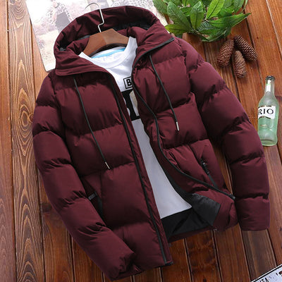 Abrigo Acolchado con Capucha para Hombre - Colores Sólidos - Image 15