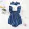 Conjunto Dos Piezas: Romper Denim con Volantes y Pañoleta