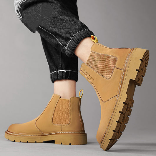 Bota de Trabajo Estilo Británico Otoño Invierno con Suela Gruesa y Caña Alta - Image 7