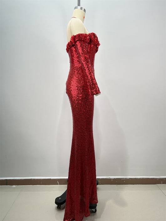 Vestido Largo Ajustado con Lentejuelas para Mujer - Image 11