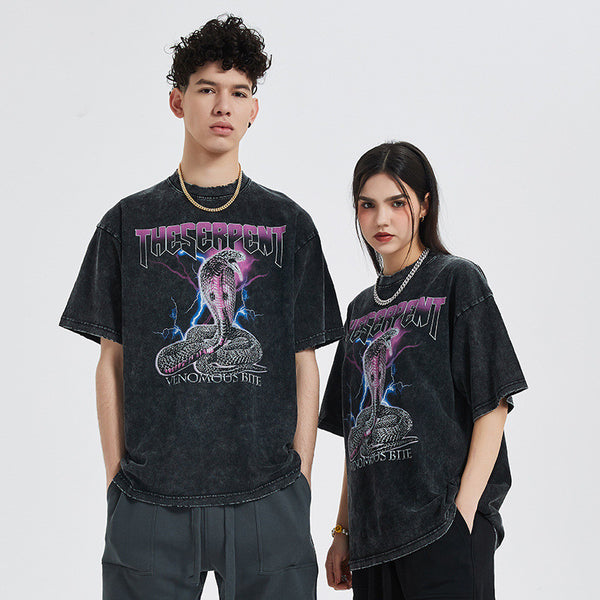 Camiseta Hombre Cobra Estampado Clásico Manga Corta